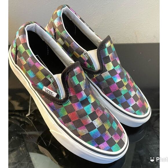 Vans Off the Wall Multicolored Foil Sneakers Slip On Shoes Size Men 5 Wom 6.5 - Picture 2 of 10
